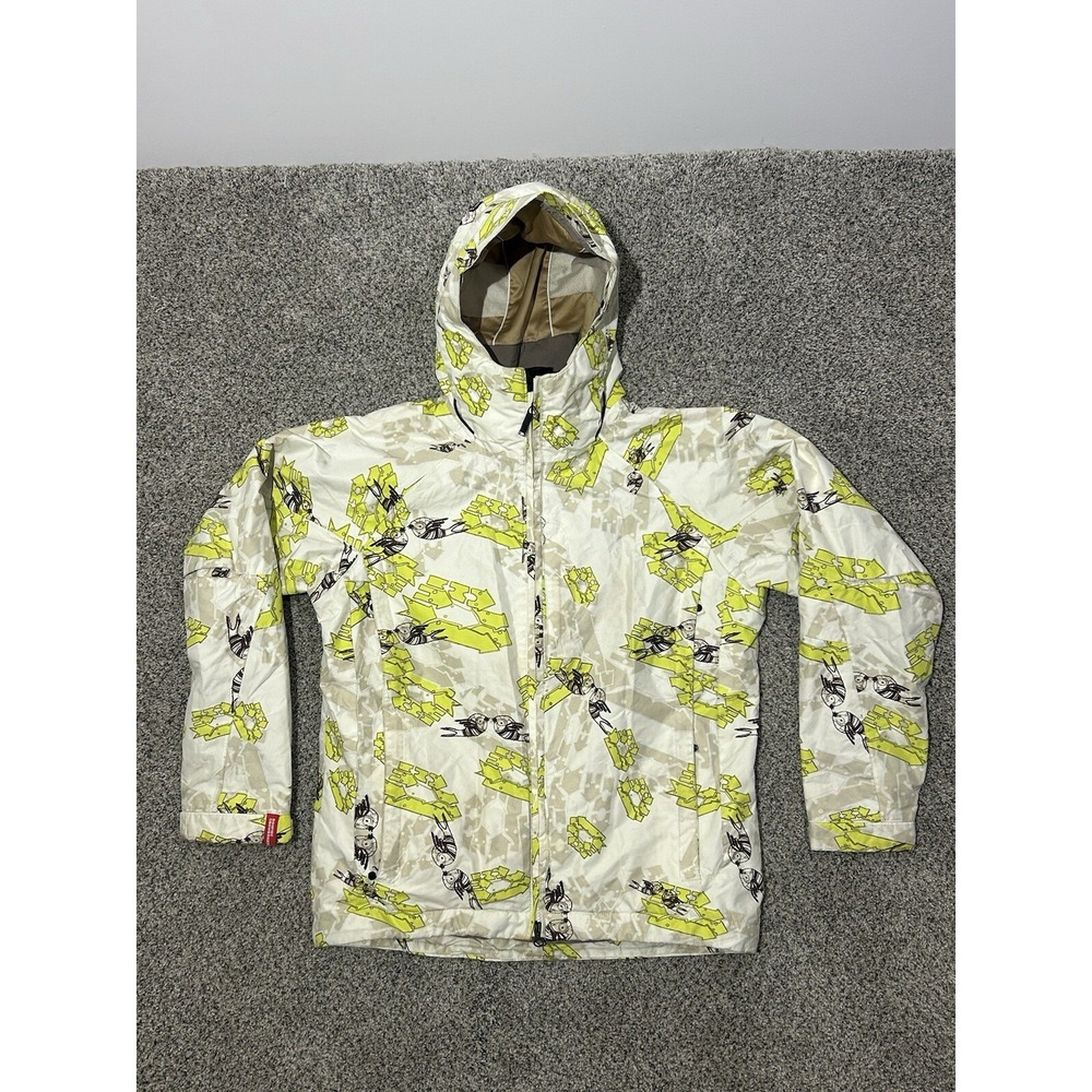 Bonefire Snowboarding Company Women's Jacket Size Large White Green